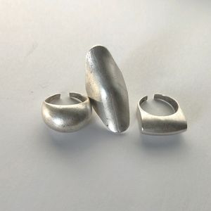 Silvertone Oxidized Ring Set